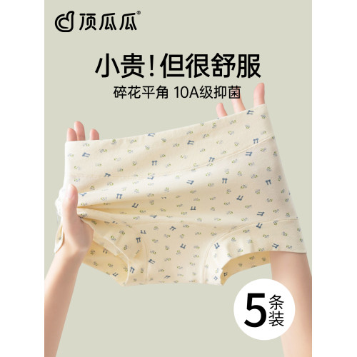 頂瓜瓜平角內褲女款純棉2025新款抗菌加長襠少女生大碼四角短褲頭