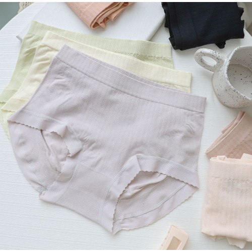 60支莫代爾大版收腹無縫內褲女士透氣中腰無痕少女三角褲馬卡龍色