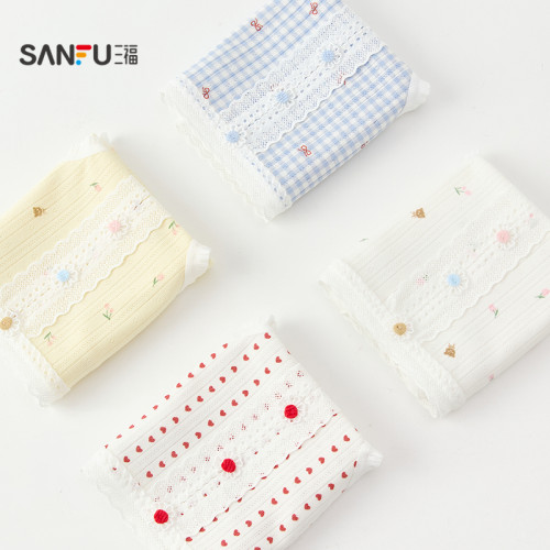 三福女低腰不夾臀內褲 BM風前幅花仔滿印圖案半平角褲504296