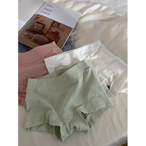 藍色半島【小平角簡約】高腰純棉簡約大碼胖mm舒適抗菌襠少女內褲