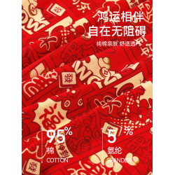 貓人本命年男士內褲純棉男生紅色四角短褲馬年透氣平角褲男款大碼