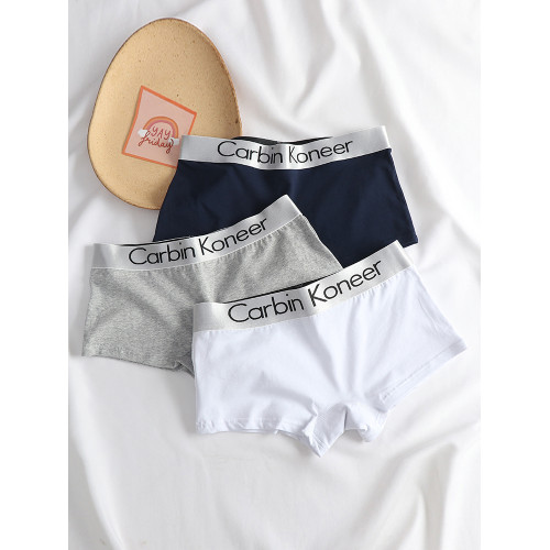 女士內褲女純棉全棉平角中性運動青年簡約舒適透氣四角抗菌短褲