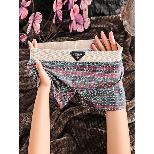 復古民族風內褲女士純棉抗菌2026新款防走光無痕四角女生平角短褲 復古民族風內褲女士純棉抗菌2026新款防走光無痕四角女生平角短褲