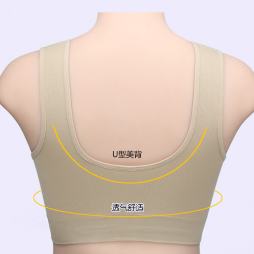 媽媽紅色內衣無鋼圈中老年婦女背心式運動無痕薄款文胸50嵗寬肩帶