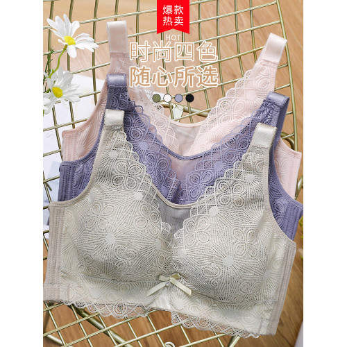 大胸顯小文胸大碼內衣女胖mm無鋼圈薄款收副乳全罩杯防走光抹胸罩