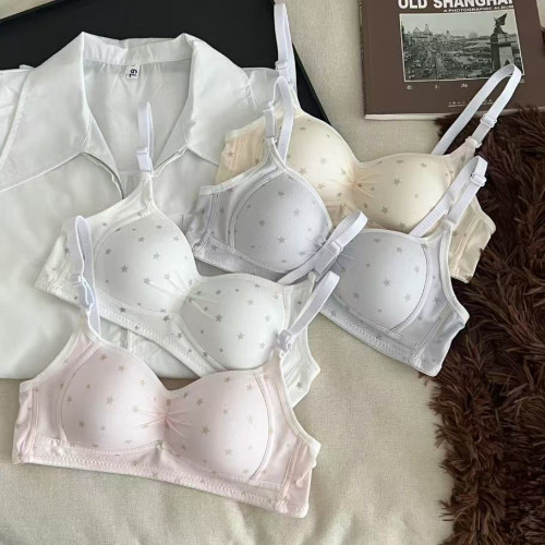 少女內衣女小胸聚攏無鋼圈學生高中生甜美星星舒適透氣運動文胸夏