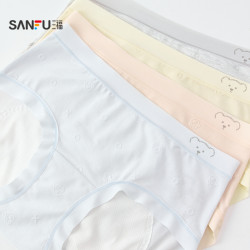 三福女中腰包臀內褲 萌趣提花加長加寬襠生理褲半平角褲503535