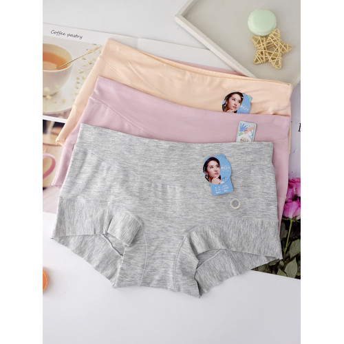 黛絲少女莫代爾高彈力柔軟純色無痕透氣包臀簡約中腰平角女士內褲