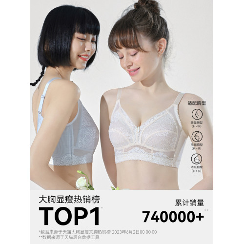 朵凡妮大胸顯小文胸薄款內衣女無鋼圈聚攏上托防下垂超薄全罩杯夏
