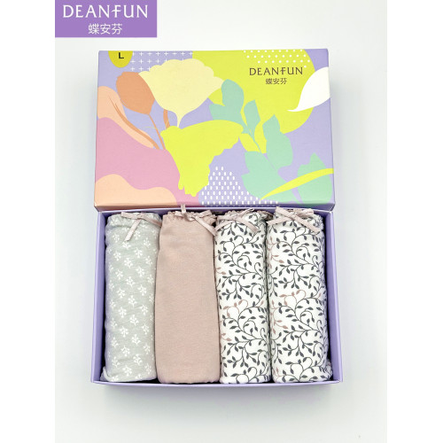 蝶安芬純棉質內褲女印花舒適透氣碎花中高腰女士平角內褲13118