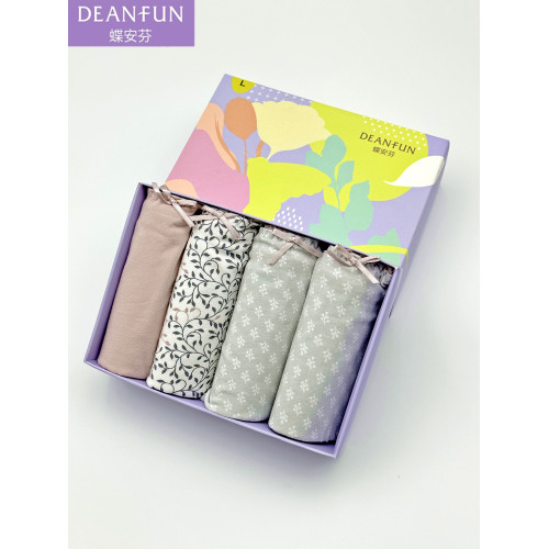 蝶安芬純棉質內褲女印花舒適透氣碎花中高腰女士平角內褲13118