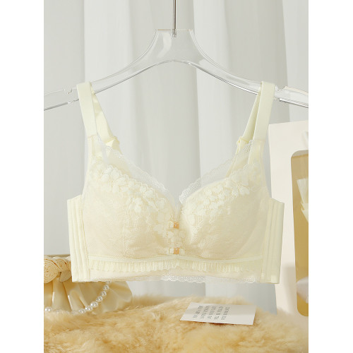 內衣女士薄款小胸聚攏蕾絲無鋼圈大胸顯小收副乳防下垂文胸罩秋冬