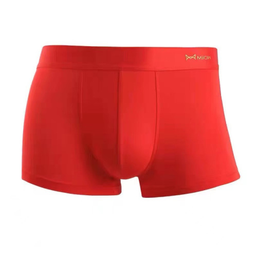 貓人本命年男士內褲平角褲純色莫代爾棉大紅色男生結婚禮物四角褲