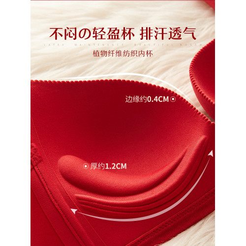 本命年紅色內衣結婚新娘小胸聚攏女士馬年內褲無鋼圈無痕文胸套裝 本命年紅色內衣結婚新娘小胸聚攏女士馬年內褲無鋼圈無痕文胸套裝