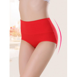 【5條5色裝】女高腰95純棉純色棉質收腹提臀美體面料內褲