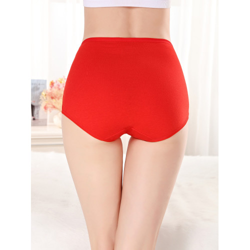 【5條5色裝】女高腰95純棉純色棉質收腹提臀美體面料內褲