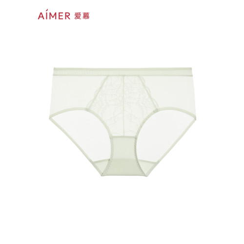 3條179元|愛慕小蒼蘭內褲女棉質底襠蕾絲網紗中腰平角內褲