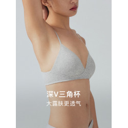 內外橙標好彈棉質三角杯文胸小胸細肩帶無鋼圈內衣秋季薄款NEIWAI