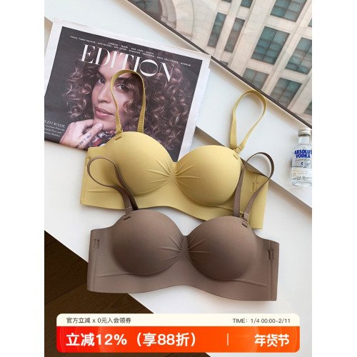 日本無痕內衣女小胸聚攏顯大收副乳防下垂無鋼圈軟支撐上托文胸罩