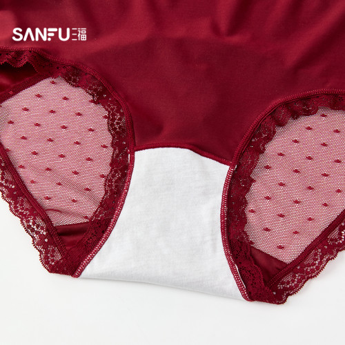 三福女中腰包臀內褲 新年大紅色舒適透氣半平角女內褲512207