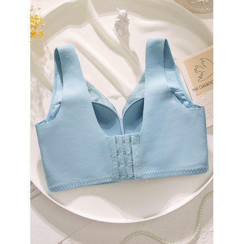 背心式文胸女薄款大胸顯小透氣洞洞杯收副乳無鋼圈胸罩寬肩帶內衣