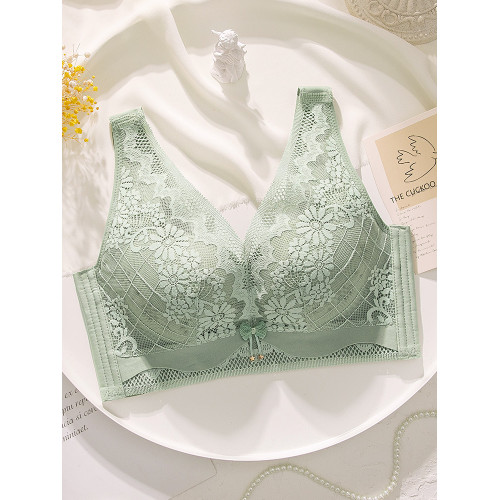 背心式文胸女薄款大胸顯小透氣洞洞杯收副乳無鋼圈胸罩寬肩帶內衣