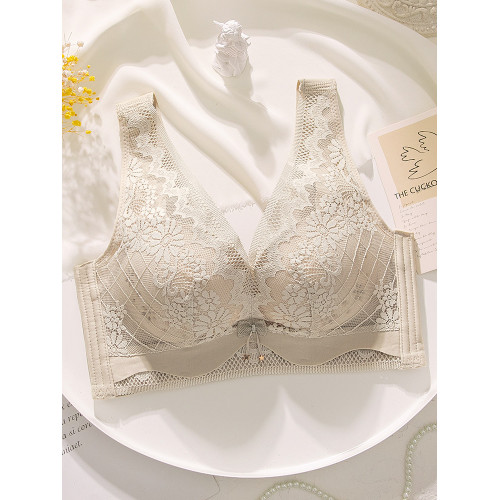 背心式文胸女薄款大胸顯小透氣洞洞杯收副乳無鋼圈胸罩寬肩帶內衣