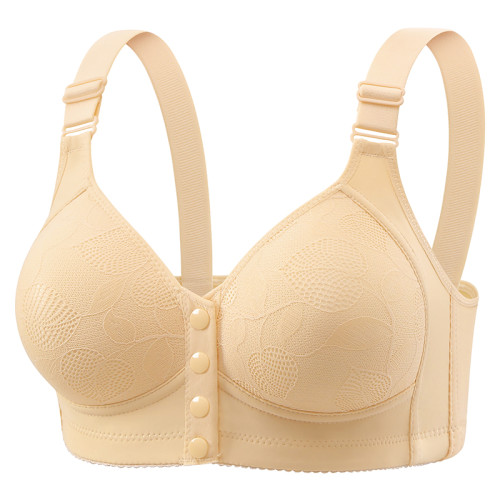 前釦中老年人文胸舒適媽媽聚攏防下垂內衣中年婦女無鋼圈胸罩薄款