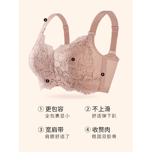 大胸顯小胸內衣女防下垂收副乳無鋼圈薄款全罩杯舒適調整型文胸罩