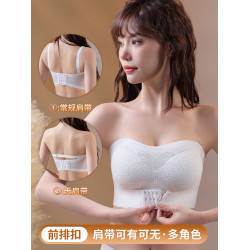 前釦無肩帶大碼內衣女大胸顯小無痕薄款抹胸防滑聚攏上托裹胸防掉