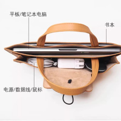 【明星同款】適用於蘋果macbook14寸手提包華爲16寸筆記型電腦包公文包男女士大容量高級感顔值
