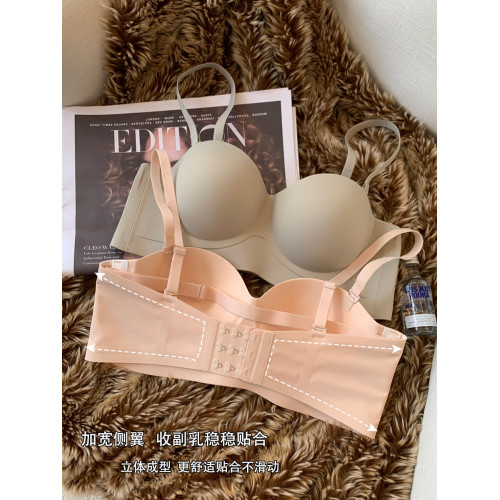 無肩帶內衣女防滑小胸聚攏顯大抹胸上薄下厚無痕無鋼圈隱形文胸罩