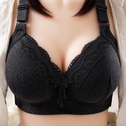 夏季薄款特大碼內衣女聚攏防下垂收副乳無磁無鋼圈舒適大胸顯小