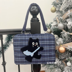 原創小貓毛巾綉貼布內膽單肩包充棉防震耐磨防濺水適用平板IPAD10寸11寸筆電13寸14寸15寸16寸保護套