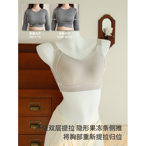 大胸顯瘦~巨顯小有型四面彈果凍軟撐無痕兔耳朵全罩杯無鋼圈文胸