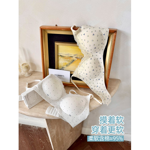 六隻兔子內衣女小胸聚攏深v領無鋼圈胸罩收副乳防下垂甜美風文胸