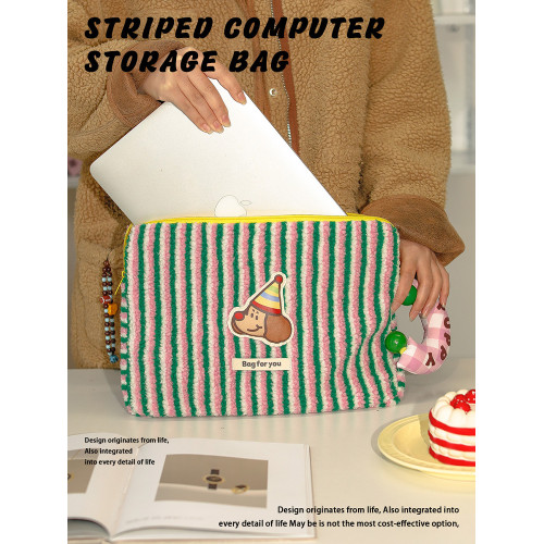 電腦包羊羔絨平板收納袋可攜式手提辦公包防磕碰手提筆電收納袋