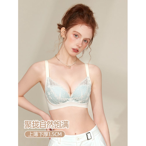 六隻兔子內衣女蕾絲小胸聚攏顯大無鋼圈收副乳軟支撐甜美風文胸罩