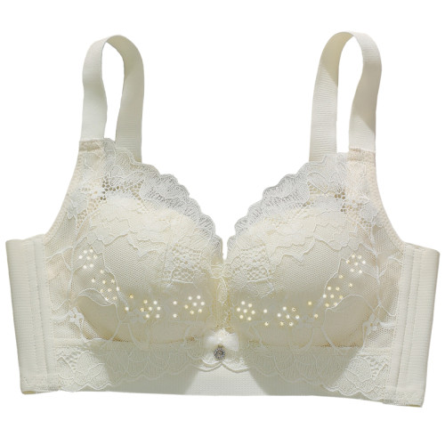 白色內衣女夏季薄款小胸聚攏收副乳防下垂蕾絲輕薄透氣文胸無鋼圈
