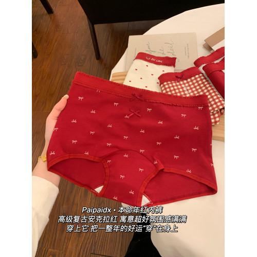 紅色內褲女士本命年純棉抗菌檔2026新款7a級女生親膚女款平角褲