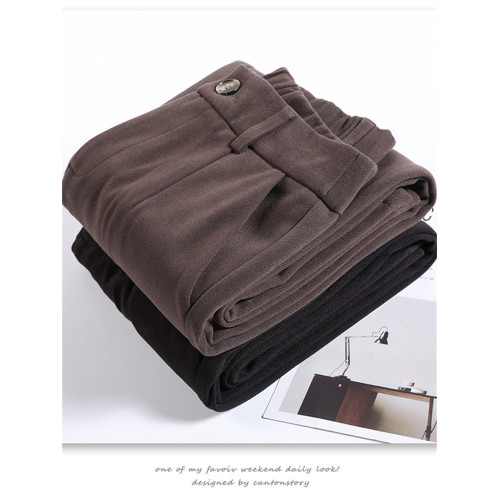 毛呢西裝褲2025秋冬新款女小個子九分小腳哈倫加絨直筒菸琯褲子