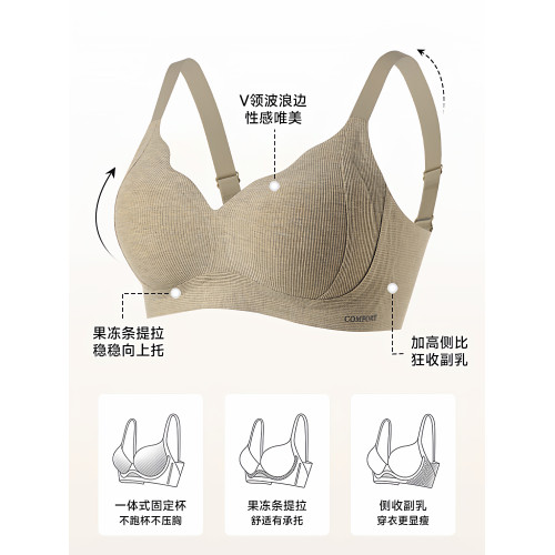 內衣女聚攏小胸收副乳防下垂大胸顯小無痕調整型上托無鋼圈文胸罩