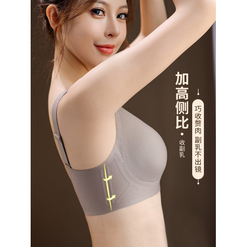 貓人內衣女小胸聚攏顯大上托收副乳防下垂無痕不空杯無鋼圈文胸罩