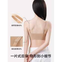 草本初色粉底液內衣女夏薄款隱形無痕細肩帶小胸聚攏大胸顯小文胸