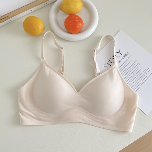 牛奶絲無痕內衣女無鋼圈大胸顯小胸聚攏上托3D軟支撐睡眠薄款文胸