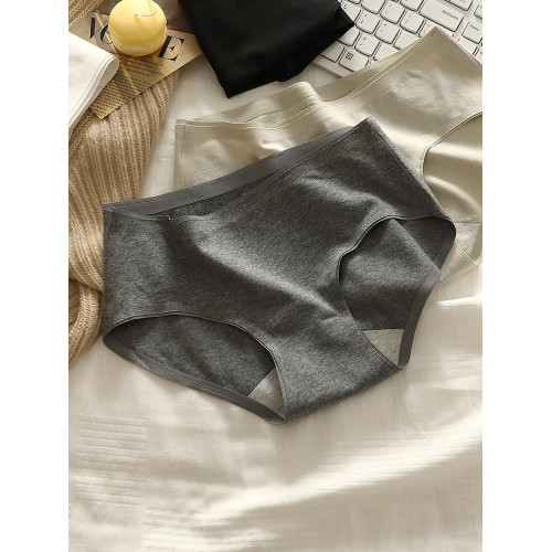 4條裝秋冬純色簡約無痕內褲女士純棉中腰透氣少女生包臀三角褲