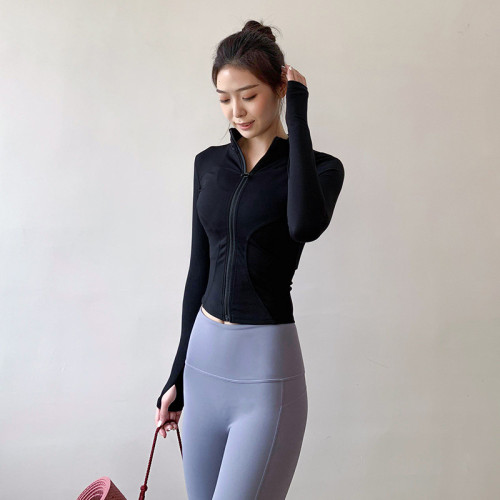 休閒修身顯瘦外套女立領春夏新款2023百搭運動上衣開衫拉鍊跑步服