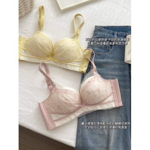 內衣女小胸聚攏平胸專用顯大無鋼圈上托防下垂收副乳蕾絲文胸套裝