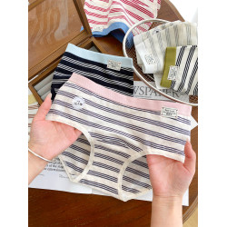 微內薇彩虹條紋內褲女生純棉透氣10A抑菌加長襠2026新款大碼短褲