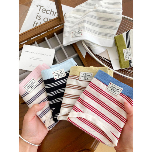 微內薇彩虹條紋內褲女生純棉透氣10A抑菌加長襠2026新款大碼短褲